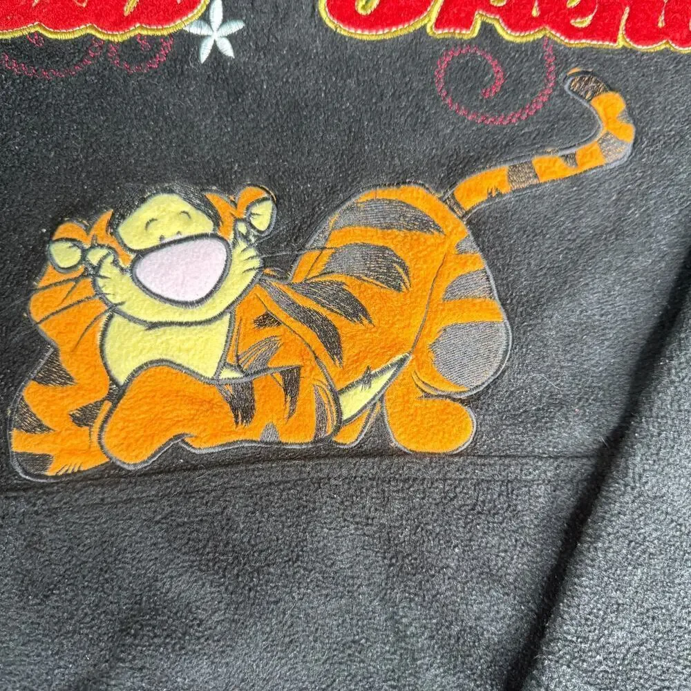 Disney Tigger Womens 2X Fleece Hoodie Wild Friend 1/4 Zip Embroidered Plus